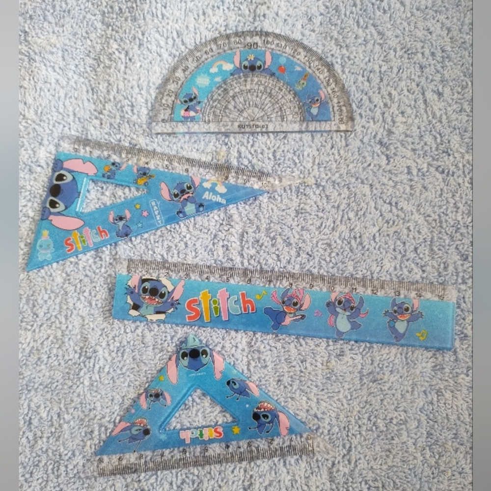 Stitch Blue Kids Ruler Set And Stitch Scratch Paintings